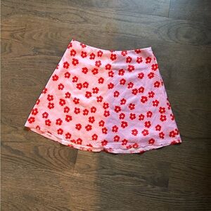 Princess Polly Satin Floral Pink Skirt
